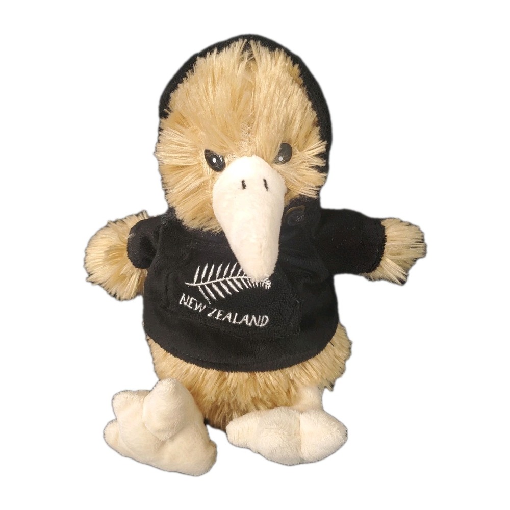 Kiwi Bird Plush Wearing Black New Zealand Hoodie Travel Souvenir Stuffed Animal